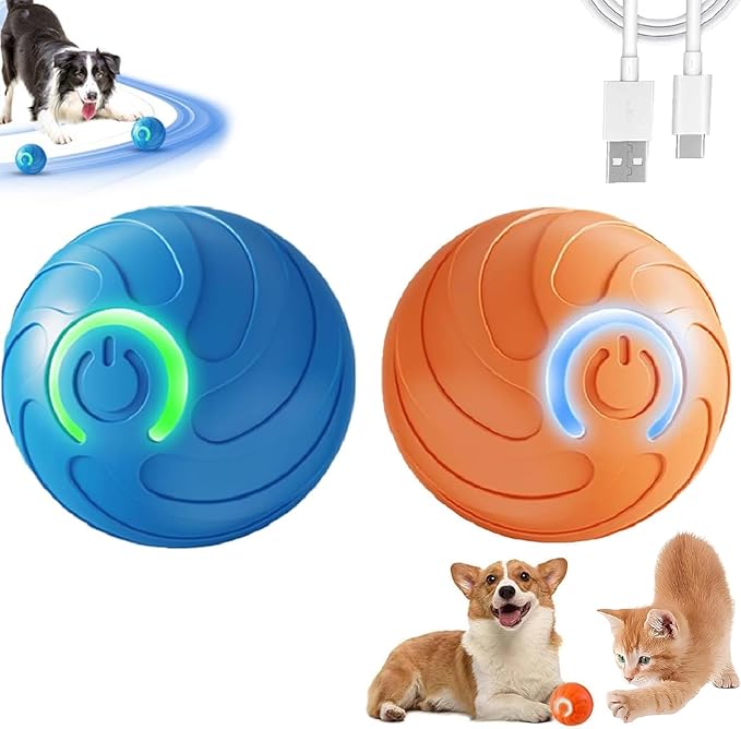 2PCS Duarspin Dog Ball, Shaky Balls Toy for Dogs, Interactive Dog BallToys, Fun Automatic MovingBall, Vibrating Ball Pet Bouncing BallToy, Duar Spin Dogs Balls That Moves on Its Own (Blue+Orange)