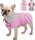 Kuoser Dog Coat, Extra Warm Dog Jacket Windproof Dogs Cold Weather Coats for Small Dogs, Fleece Lining Turtleneck Doggy Snowsuit Reflective Adjustable Pet Winter Clothes Christmas, Pink S