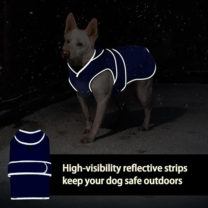 MIGOHI Reflective Waterproof Windproof Dog Coat - Warm Jacket Reversible Stormguard Winter Vest for Small to Large Dogs (Navy, XXL)