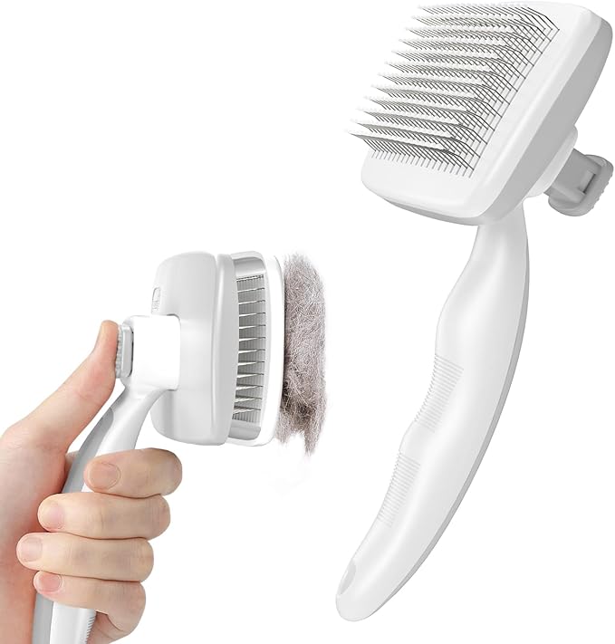 Pecute Self-Cleaning Slicker Brush for Dogs, Cats, Lightweight Dog Brush for Shedding Massaging Grooming, Cat Brush Gently Removes Loose Fur Undercoat for Dogs Cats Rabbits of All Hair Types