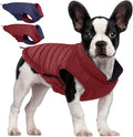 QBLEEV Reversible Dog Coat for Medium Dogs, Waterproof Windproof Winter Jacket Keeps Dogs Warm in Snow, Adjustable Hook & Loop Lightweight Dog Puffer Vest, Wine Red, L – Fits French Bulldog