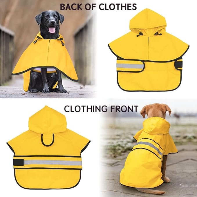 Candofly Dog Raincoat, Waterproof Dog Coat Hooded Pet Rain Jacket Lightweight Reflective Puppy Poncho Slicker with Leash Hole for Dog Walking (Small, Yellow)
