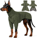 IDOMIK Dog Winter Coat for Large Dogs, Warm Dog Winter Jacket with Fleece High Collar, Zippered Cold Weather Coats for Dogs, Waterproof Doggy Snow Jacket Clothes,Green,3XL