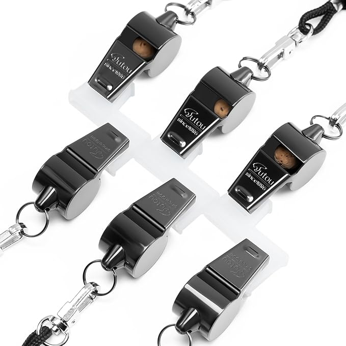 HUTOU Whistle Stainless Steel Coach Sports Whistle with Lanyard, Loud Crisp Sound Whistle Ideal for Coaches, Referees, and Official