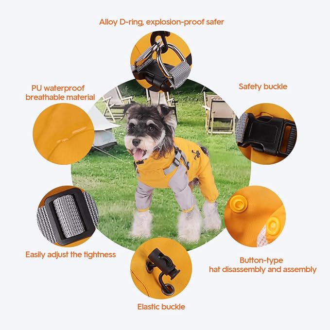 Waterproof Dog Raincoat with Windproof Design Adjustable Fit for Small Medium Large Dogs, Puppies Includes Anti-Slip Dog Shoes for Hardwood Floors and Water Protection, Light-Weight (2XL)