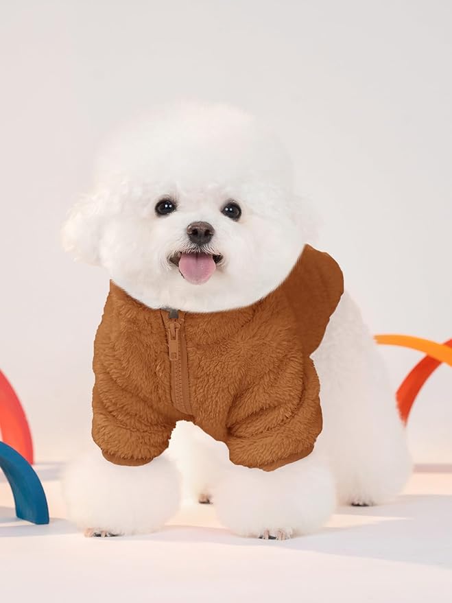 Haloumoning Dogs Fleece Winter Coats Jackets for Small and Medium Dogs Thick Full Zip Sherpa Turtleneck Puppy Jackets