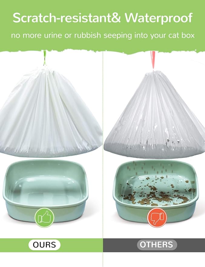 Litter Box Liners, 34 Count Jumbo Cat Litter Pan liners, Drawstring Litter Liner Bags For Litter Box, Easy Clean Up Thick Large Kitty Litter Liner XL, Eco Friendly Pet Cat Supplies(36" x 19")