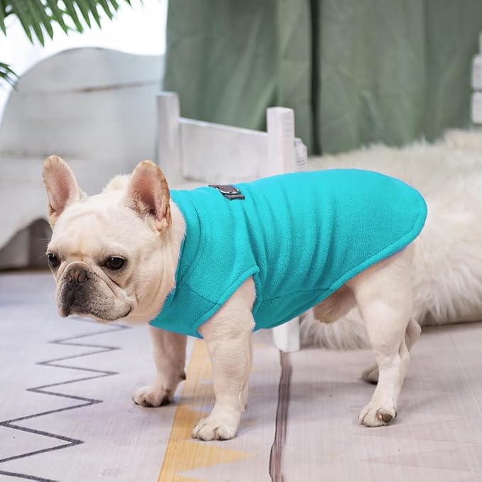 BEAUTYZOO Dog Fleece Vest Sweater Winter Jacket for Small and Medium Dogs with D-Ring Leash Cold Weather Coat Hoodie for XS S M Dogs Boy or Girls, Blue S