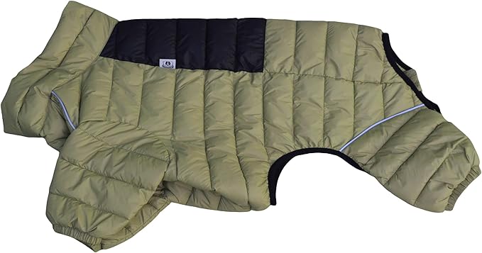 Warm Coat, 4 Legs Covered Waterproof Windproof Reflective Jacket, Zippered Adjustable Outdoor Snow Vest for Small Medium Large Dogs, Olive Green XXXL