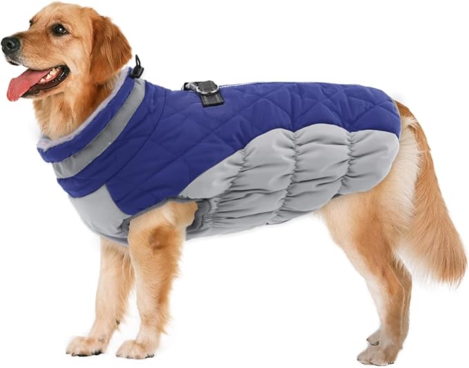 Lelepet Dog Coat Warm Dog Winter Coat Waterproof Dogs Jacket with Harness Built in Reflective Pet Fleece Vest Zip-Up Cold Weather Coats for Extra Large Dogs Turtleneck & Windproof Coats Great Dane 3XL
