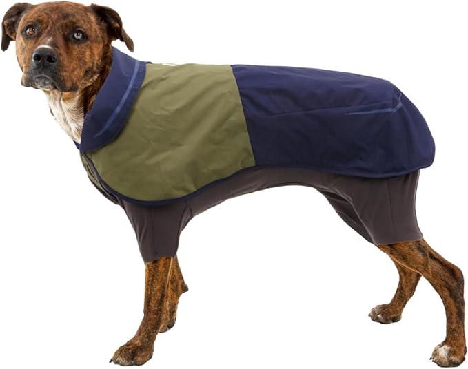 Ruffwear, Sun Shower Dog Raincoat Coverall, Waterproof & Windproof All-Weather Jacket with Full Coverage & Leg Straps, Lightweight & Reflective Dog Gear, Midnight Blue, X-Large