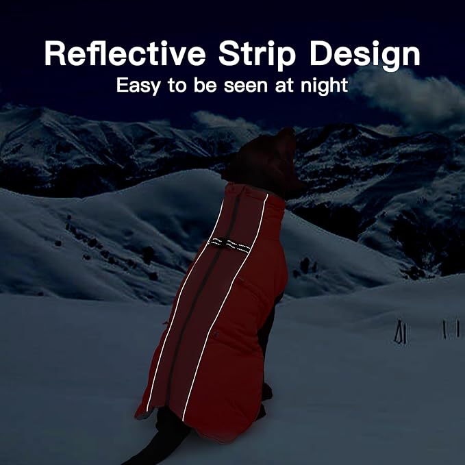 Medium Dog Coat Dog Winter Jacket,Warm Zip Up Snowsuit Dog Harness Vest Reflective Water-Resistant Dog Coat Dog Snow Jacket for Medium Dogs Jack Russell, Mini Schnauzer, Red
