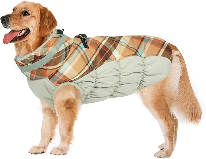 Lelepet Warm Dog Winter Coat Dog Coats for Extra Large Dogs Waterproof Dogs Jacket with Harness Built in Reflective Cold Weather Coats Windproof Zip-Up Winter Fleece Vest Snowsuit Great Dane 3XL