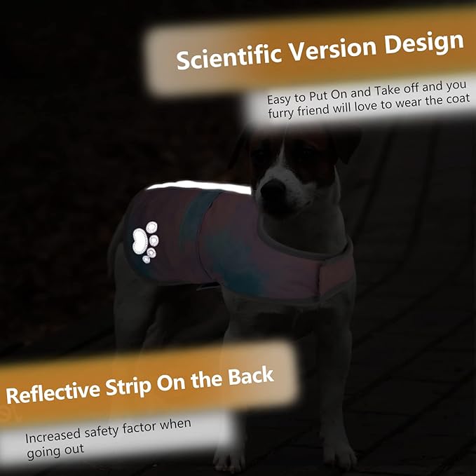 Queenmore Dog Winter Coat, Cold Weather Fleece Jacket for Dogs, Waterproof Reflective Reversible, for Small, Medium and Large Dogs (Tie-Dye, XS)
