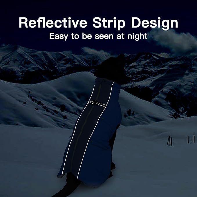 Dog Coat - Warm Zip Up Snowsuit for Large Dogs, Reflective, Water-Resistant, Royal-Blue