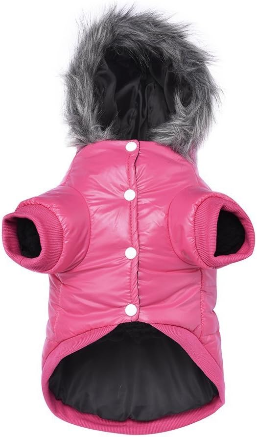 LESYPET Dog Coat for Small Dogs, Windproof Doggie Puffer Jacket with Leash Hole, Extra Warm Dog Jacket Winter Coat, Pink XXL