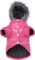 LESYPET Dog Coat for Small Dogs, Windproof Doggie Puffer Jacket with Leash Hole, Extra Warm Dog Jacket Winter Coat, Pink XL