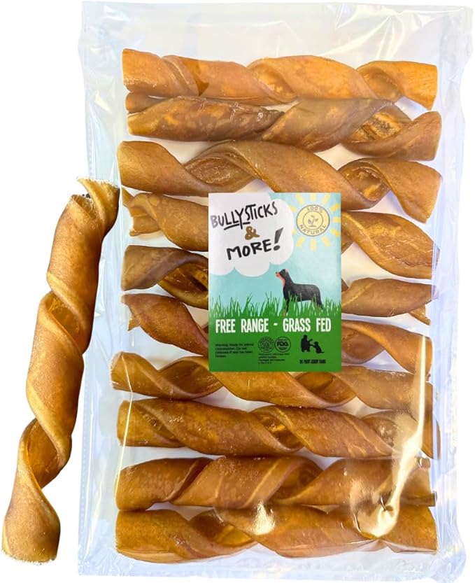 BULLYSTICKS & MORE 6 Inch Beef Collagen Springs for Dogs (10 Count) - No Hide Bones - Bully Springs Dog Chews