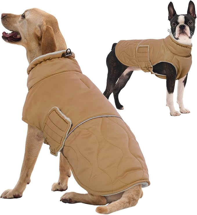 FUAMEY Winter Warm Turtleneck Coat - Thick Waterproof Fleece - Dog Snowsuit for Small to Large Dogs