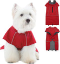 ROZKITCH Dog Raincoat Jacket, Waterproof Sweater with Fleece Liner and Leash Hole Reflective Strip for Small Medium Dog, Adjustable Windproof Poncho Vest for Outdoor Hiking Travel Red M