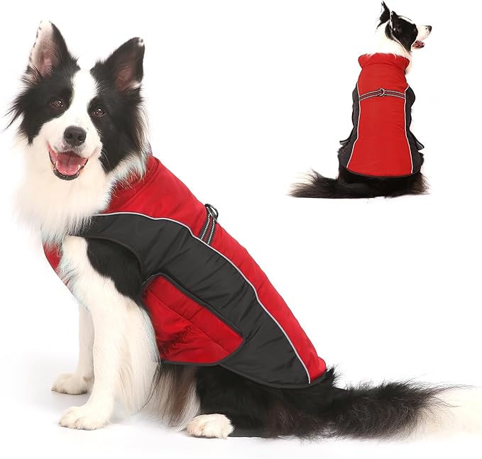 Warm Dog Winter Coat, Gimilife Dog Sweater Cold Weather Coats Waterproof Dogs Apparel Clothes Pet Jacket Padded Vest Outfit for Small Medium Large Dogs