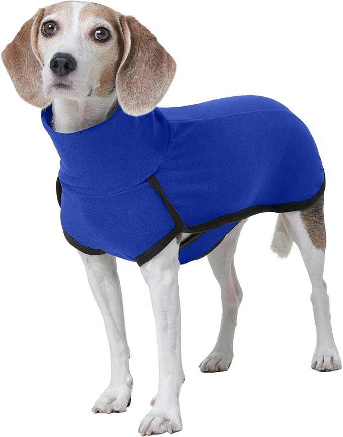 ROZKITCH Dog Pajamas for Small Dogs with Built-in Leash Hole, Pet Windproof Warm Cold Weather Jacket Vest Cozy Jumpsuit Apparel Outfit Clothes for Walking Hiking Travel Sleep Blue XS