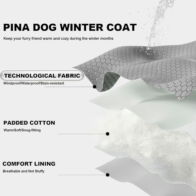 PINA Dog Winter Coat with Faux Fur Hood, Windproof and Warm, Suitable for Small to Large Dogs, Pink, Large