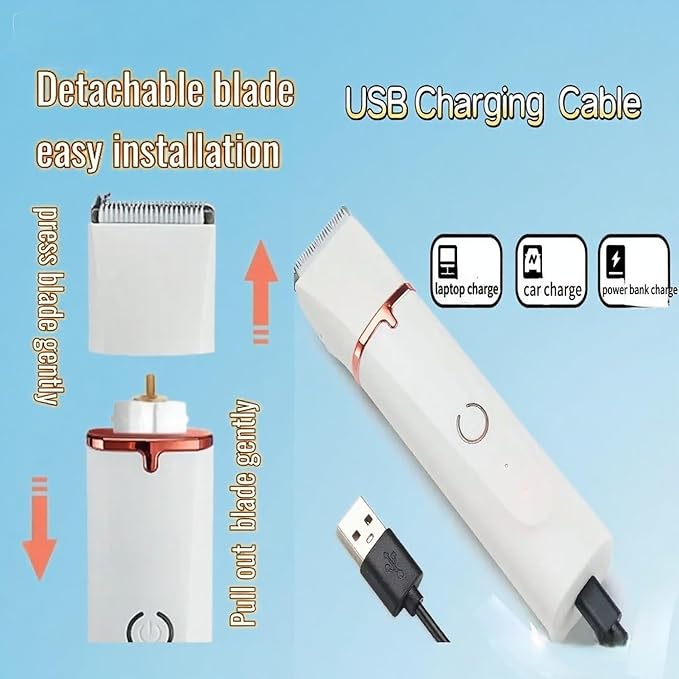 4 in1 Pet Dog Grooming Clippers Cat Nail Clipper&Paw Trimmer Dog Hair Trimmer-Low Noise Rechargeable - Cordless Quiet Pet Grooming Supplies for Dogs Hair Nail Clippers Around Eyes and Ears(White)