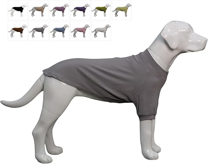 Lovelonglong Ribbed Dog T-Shirt Cotton Knitted Dog Sweaters for All Season Pet T-Shirts for Large Medium Small Dogs Dark Gray M