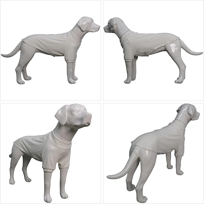 Lovelonglong Ribbed Dog T-Shirt Cotton Knitted Dog Sweaters for All Season Pet T-Shirts for Large Medium Small Dogs Off White XL