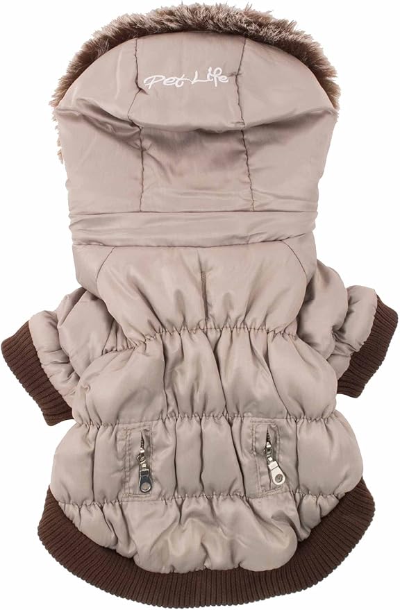 PET LIFE Classic Metallic Fashion Pet Dog Coat Jacket Parka w/ 3M Insulation and Removable Hood, X-Small, Metallic Grey