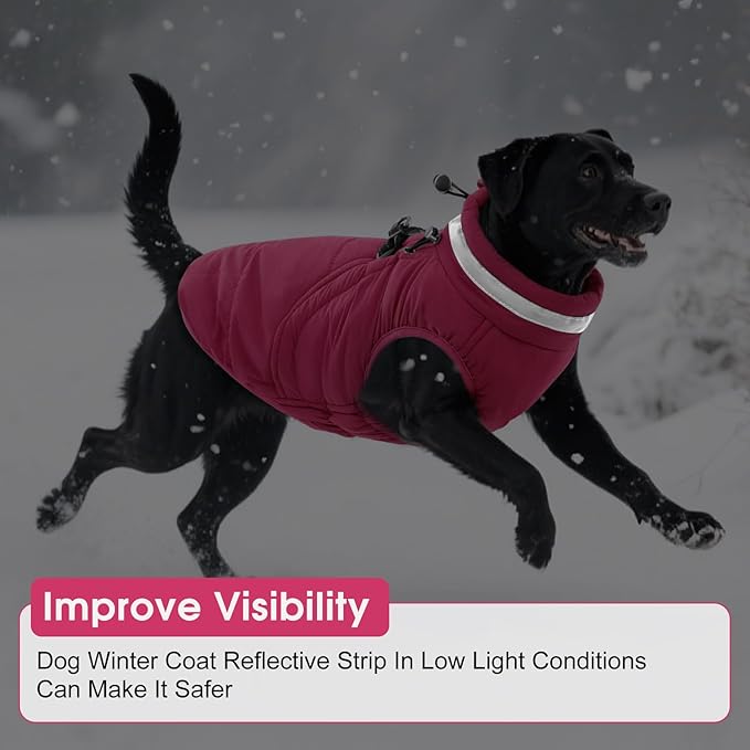 SAWMONG Dog Coat, Warm Dog Winter Coat, Waterproof Fleece Jacket, Cold Weather Dogs Jacket (XL,Rosered)