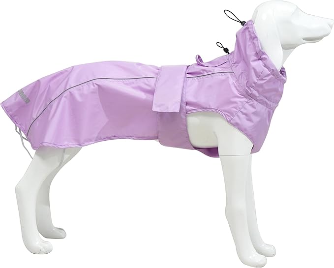 Adjustable Waterproof Dog Raincoat for Dogs,Lightweight Pet Rain Jacket Puppy Clothes with Reflective Strip for Small Medium Large Dogs (Light Purple, X-Large)