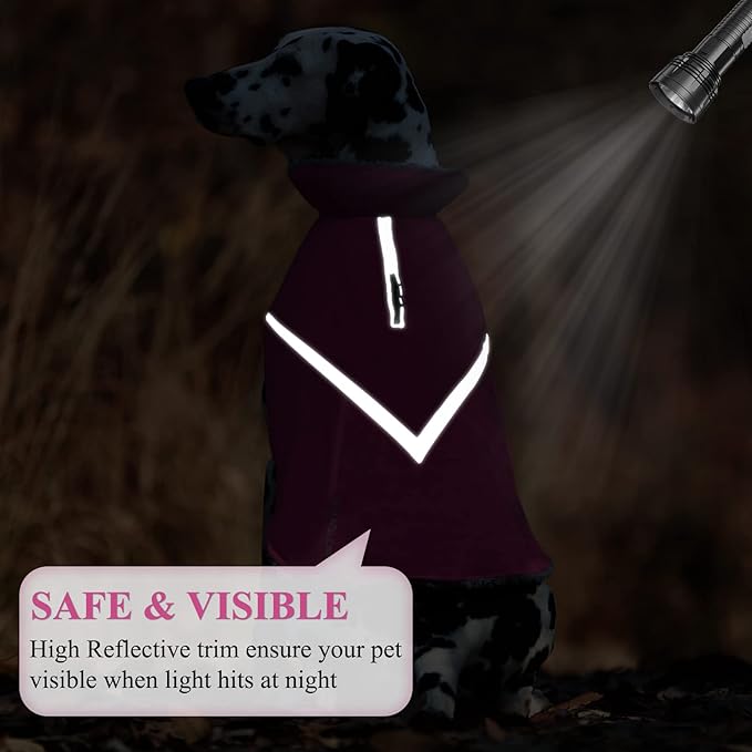 VIVAGLORY Snowrap Dog Coat, Jacket with Harness Hole & Velcro Closure, Dog Coat for Winter & Cold Weather, Fluffy Warm Fleece Lined Reflective Water Resistant for Puppy, XS, Fuchsia