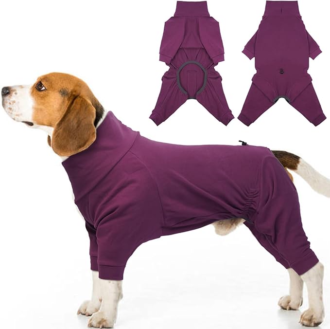 Dog Winter Coat Soft Fleece Pullover Pajamas, Fullbody Dog Cold Weather Jacket, Warm Pullover Doggie Winter Thermal 4-Legged Onesie Jumpsuit,High Collar Snowsuit Sweater for Dogs