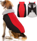 Warm Dog Coat,Waterproof Jacket in Winter Adjustable and Reversible Doggy Fleece Outfit,Thick Clothes with Foldable Collar for Puppy in Cold Days,XL Red