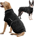 FUAMEY Extra Large Warm Dog Coat Waterproof, Adjustable Sherpa Jackets for Dogs Sow Outdoor, Turtleneck Doggy Vest with Fleece Lined, Thermal Pet Winter Outfits (Black, XL)