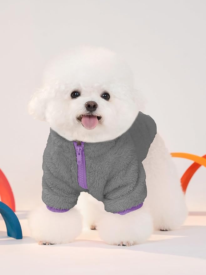 Haloumoning Dogs Fleece Winter Coats Jackets for Small and Medium Dogs Thick Full Zip Sherpa Turtleneck Puppy Jackets