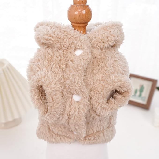 Cat Bunny Ears Costume Cute Dog Kitten Hoodies Sweater Rabbit Ears Puppy Pet Apparel (Medium,Beige)