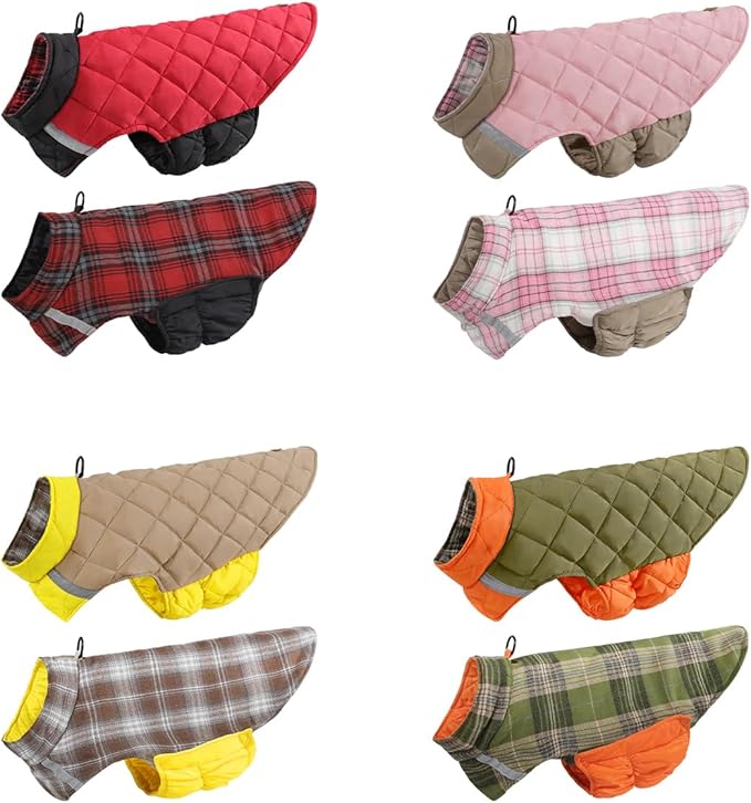 Reversible Waterproof Dog Coat - Adjustable Winter Jacket for Small to Large Breeds, Warm Cold Weather Apparel for Medium Dogs (Red & Black, Small (Pack of 1))