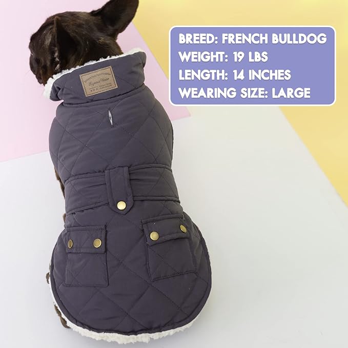 KYEESE Dog Coat Warm Pet Winter Puffer Coat with Leash Hole Soft Pet Sweater for Cold Weather Waterproof Dogs Jacket with Fleece Lined Thick Cat Clothes with Pocket Windproof Dog Coats for Small Dogs