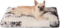 Bedfolks Plush Waterproof Dog Crate Bed - Removable Washable Cover, Faux Fur, 29"x21", Black-White Cowhide
