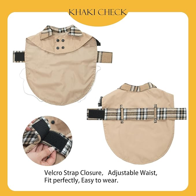 MAMORE Dog Jacket Waterproof Outdoor Vest for Smal Medium Large Dogs, Windproof Adjustable Breathable Lightweight Fashion Casual Dog Clothes (Khaki, XXX-Large)