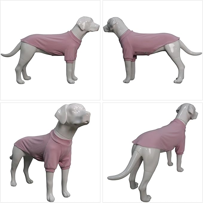 Lovelonglong Ribbed Dog T-Shirt Cotton Knitted Dog Sweaters for All Season Pet T-Shirts for Large Medium Small Dogs Light Pink XL