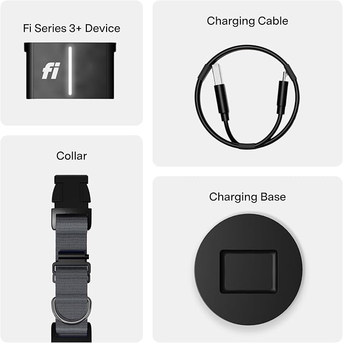 New Fi Series 3+ Smart Dog Tracker Collar – AI GPS for Dogs, Health & Behavior Monitor, Virtual Fence, Escape Alerts, Waterproof, Apple Watch Compatible 12Mo Membership Included