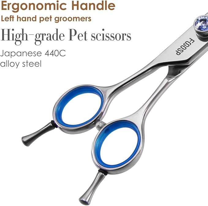 Chunkers Dog Grooming Scissors Left Handed 7.5'' Professional Thinning Shears for Dogs Pet Grooming Scissors Chunkers Shears Dog Grooming Japan 440C 70% Thinning Rate 24 Teeth(7.5'' Chunkers)
