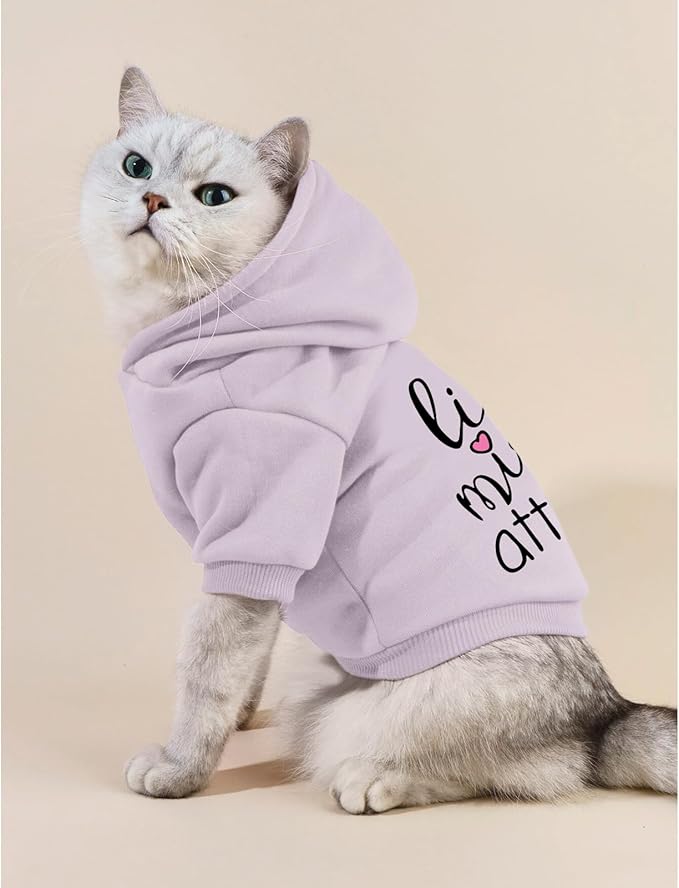 Cat Hoodies for Cats Puppy Pet Clothes Cat Apparel Little Miss Attitude Print Dog Hoodie for Small Medium Dogs Outfits for Kittens(Purple,2XL)