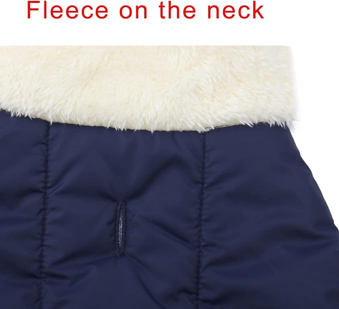 Fleece Lined Warm Dog Jacket for Puppy Winter Cold Weather,Soft Windproof Small Dog Coat,Blue XS