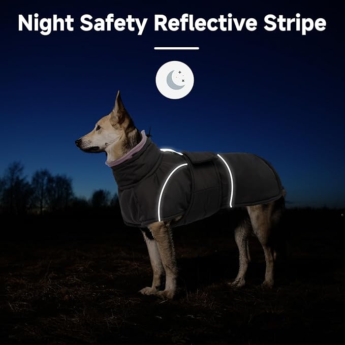 Dog Winter Coat for Small to Large Dogs(XS-XXXL)– Waterproof Windproof Fleece Lined Jacket with Reflective Trim,Pet Vest with Adjustable Buckles, Machine Washable Grey L