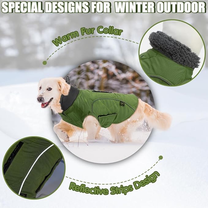 EMUST Dog Vests for Winter, Fleece Lined Dog Coat for Cold Weather Warm Jackets for Small Medium Large Dogs, XXXL